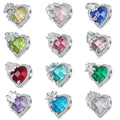 925 Sterling Silver 12 Color Heart Shape Birthstone Pendant Charm Beads Daisy Flower Charms for Women Christmas Gift