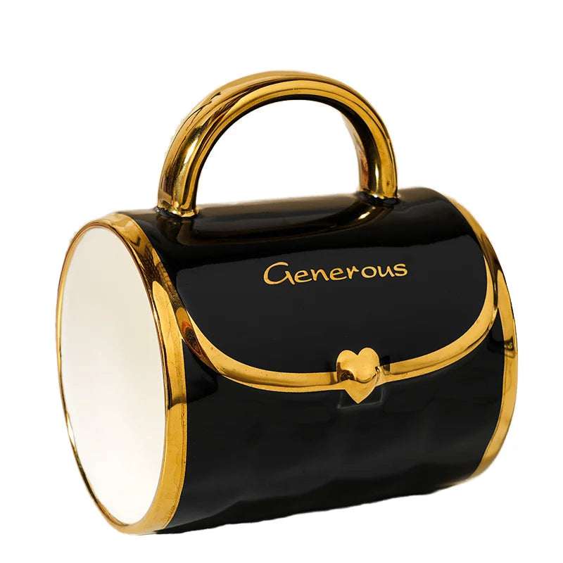 Nordic Style Gold Plated Ceramic Mug Modern Tumbler with Lid and Spoon for Coffee for Back to School