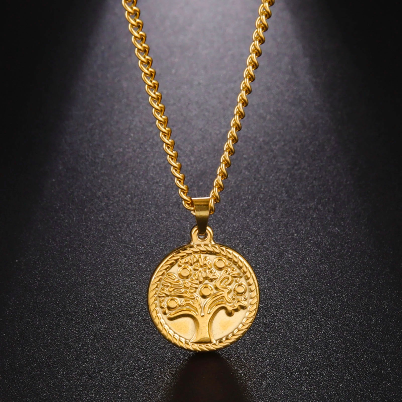 Myshape Minimalist Round Circle Pendant Necklace Women Stainless Steel Gold Color Clavicle Chain Choker Jewelry Christmas Gift