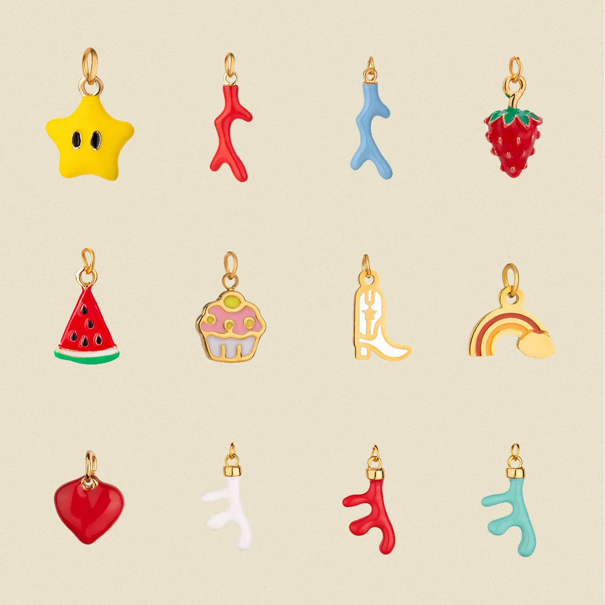 18k Gold Plated Stainless Steel DIY Matching Accessories Mini Cute Enamel Fashion Jewelry Pendant Charm