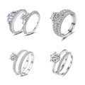 Daidan Engagement Bridal Wedding Rings Set Rhodium Plated Stackable Cubic Zirconia Silver 925 Women Rings