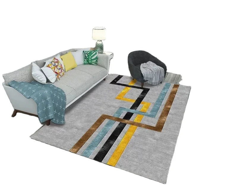 Professional Factory Custom Printed Machine Made Thick Modern 100% Polyester Non- Low Pile Rectangle Turkey Area Rugs Sets
