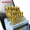 SUBORUI 1.0-13mm 25PCS Din338 Titanium M2 HSS Metal Bohrer Twist Drill Bit Set for Stainless Steel Hard Metal Steel Drilling