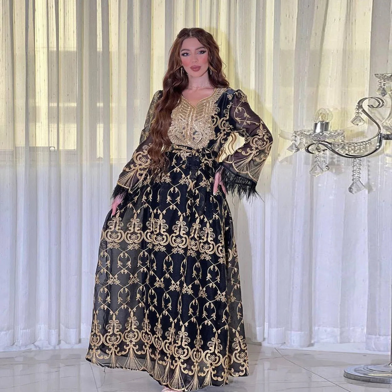 2024 New Arab Dubai Women's Jalabiya Plus Size Muslim Abaya Evening Dresses for Middle East