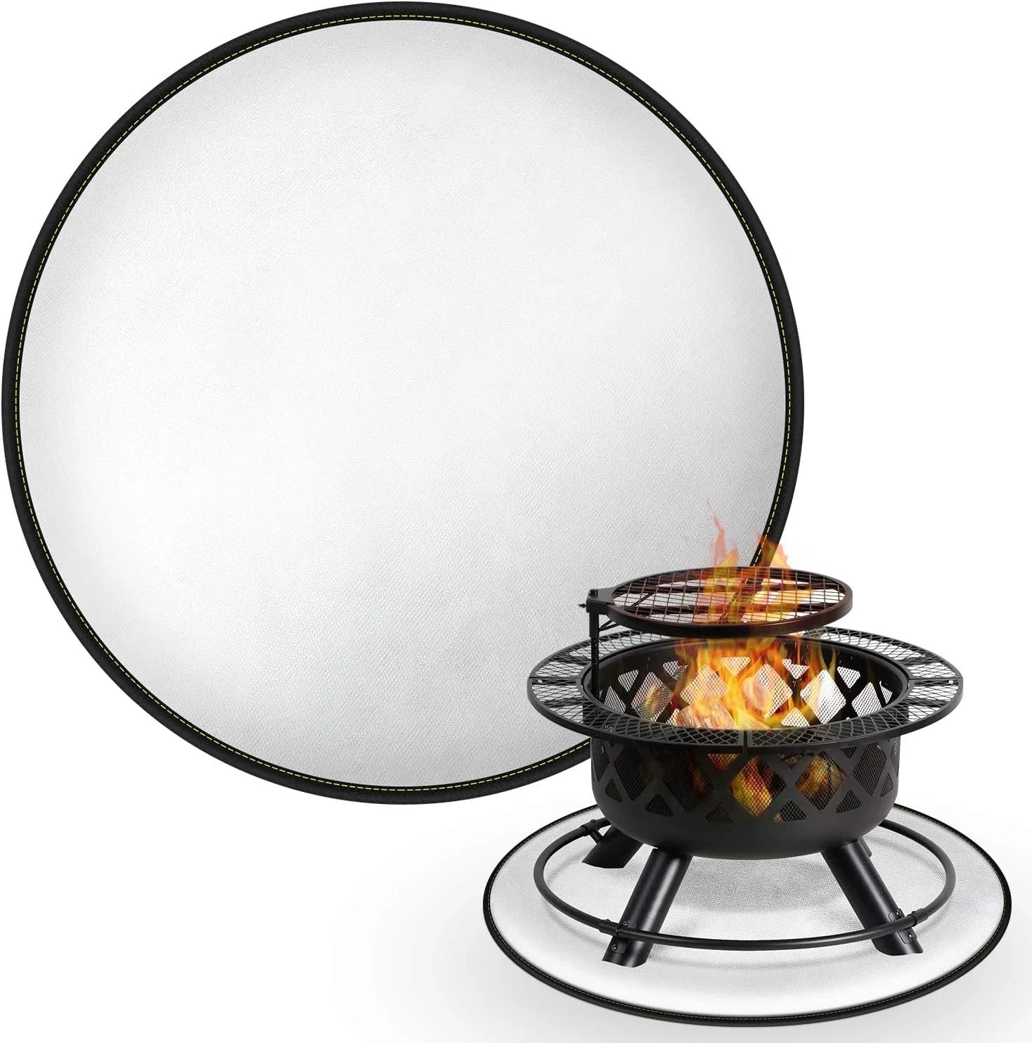 Outdoor 36' Inch Round Aluminum Silicone Fiberglass Heat-Resistant Non-Stick  Fireproof Fire Pit Mat