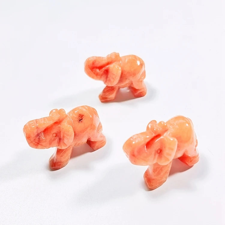 Funny Red Aventurine Crystal Elephant Figurines Hand Carved Animal Figurines in HZ the New