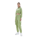 KY Streetwear Women's Custom Heavyweight Sweatsuits Elastic Waist Crop Sweatshirts with Cargo Pocket Pants Short Track Wear