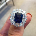 CAOSHI High Quality Gorgeous Blue Cubic Zirconia Rings Silver Coating Vintage Big Luxury Finger Rings for Women