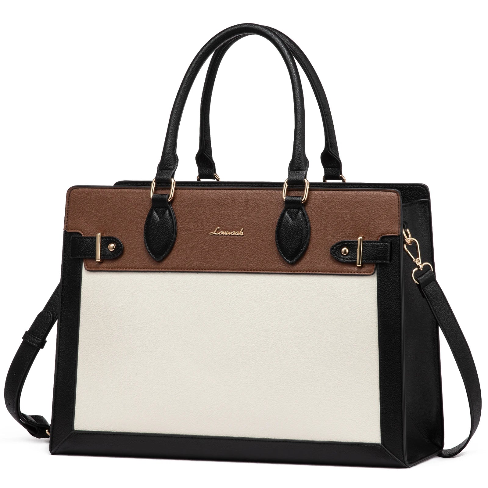 LOVEVOOK 15.6 in Laptop Tote Bag Office Work Bag Briefcase Professional Teacher Computer Purse PU Leather Shoulder Bag for Women