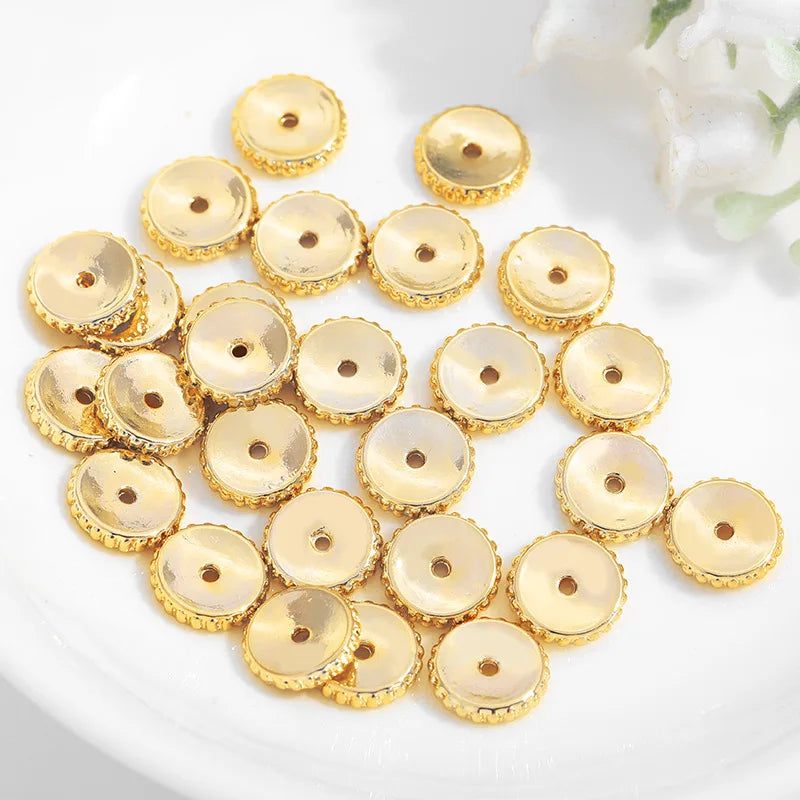 Fenxinju Gold Copper Brass Gear Edge Spacer Beads DIY Semi-finished Jewelry Bracelet Findings Accessories Material Loose Beads