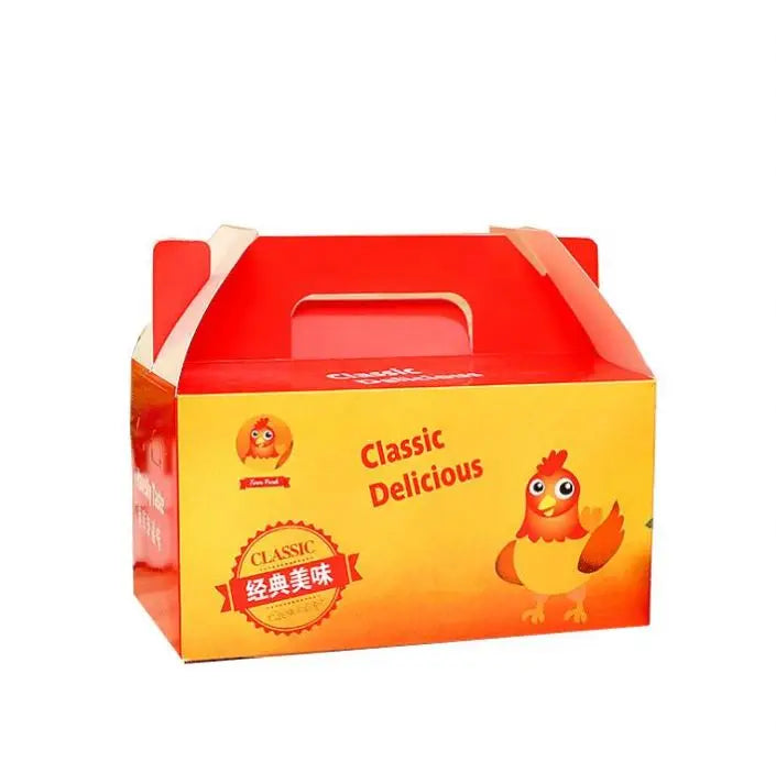 Fantasy Custom Logo Printed Food Grade Paper Green Lunch Paper Box to Go Handle Lunch Box With Handle