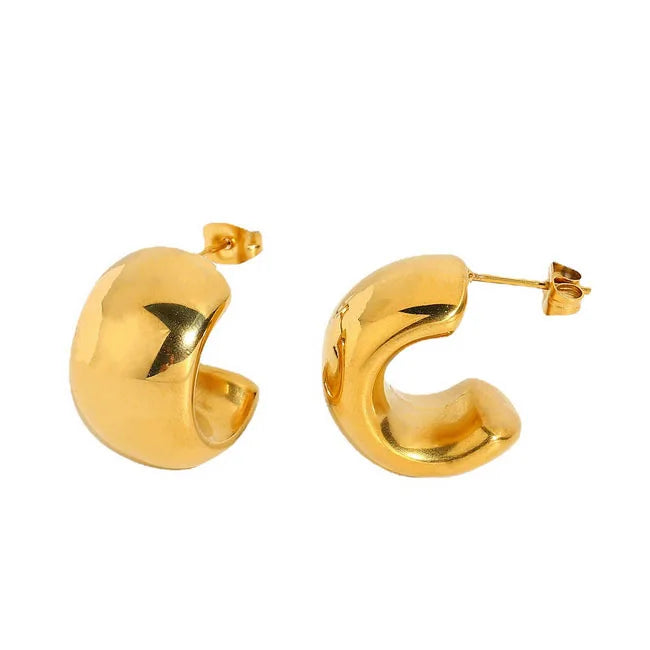 Wholesale Wide Thick Gold Stainless Steel Chunky Hoop Earrings for Women
