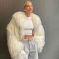 Custom Fashion Design Winter Green Mongolian Lamb Fur Coat Short Real Pelliccia Jacket for Ladies Casual Outerwear