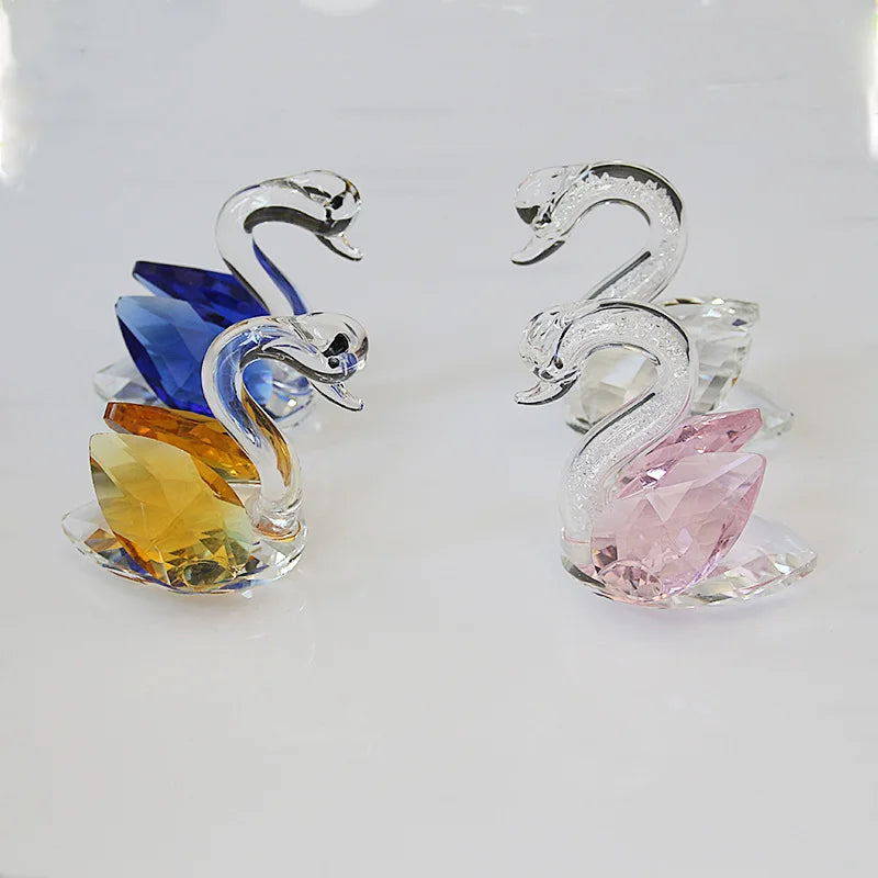 Diy Good Quality Unique Lovely Crystal Swan Pair Crystal Sculpture Crafts for Home Decor Crystals and Wedding Favors Gifts