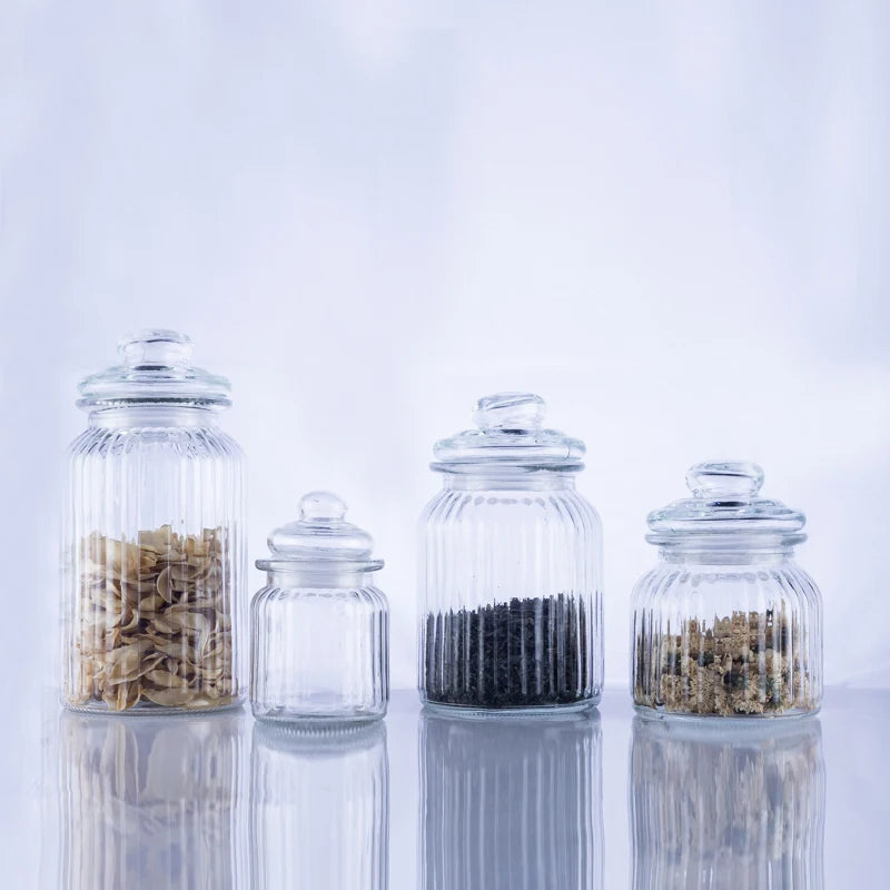 Wholesale clear Home 650 ml Food Grade Masala Packaging Glass Jar with Glass Lids