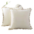 Custom Made Modern Solid Velvet Throw Pom Pom Pillow Cover Set with Back Design and Custom Logo