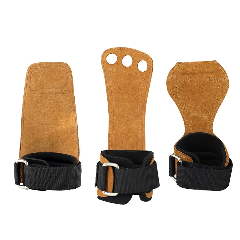 KS-6022#Leather Gymnastics Hand Grips Weight Lifting Gloves Heavy Duty Straps for Pull up Weight Lifting and Cross Training