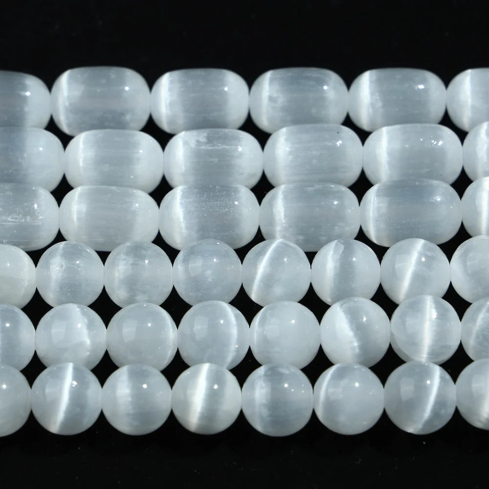 Wholesale A+ Natural White Calcite Selenite 4 6 8 10mm Loose Gemstone Beads for Jewelry Making DIY Lapis Crystal Agate Beads