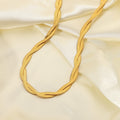 Unique Double Layer Twisted Stainless Steel Pvd 18k Gold Herringbone Snake Chain Necklace