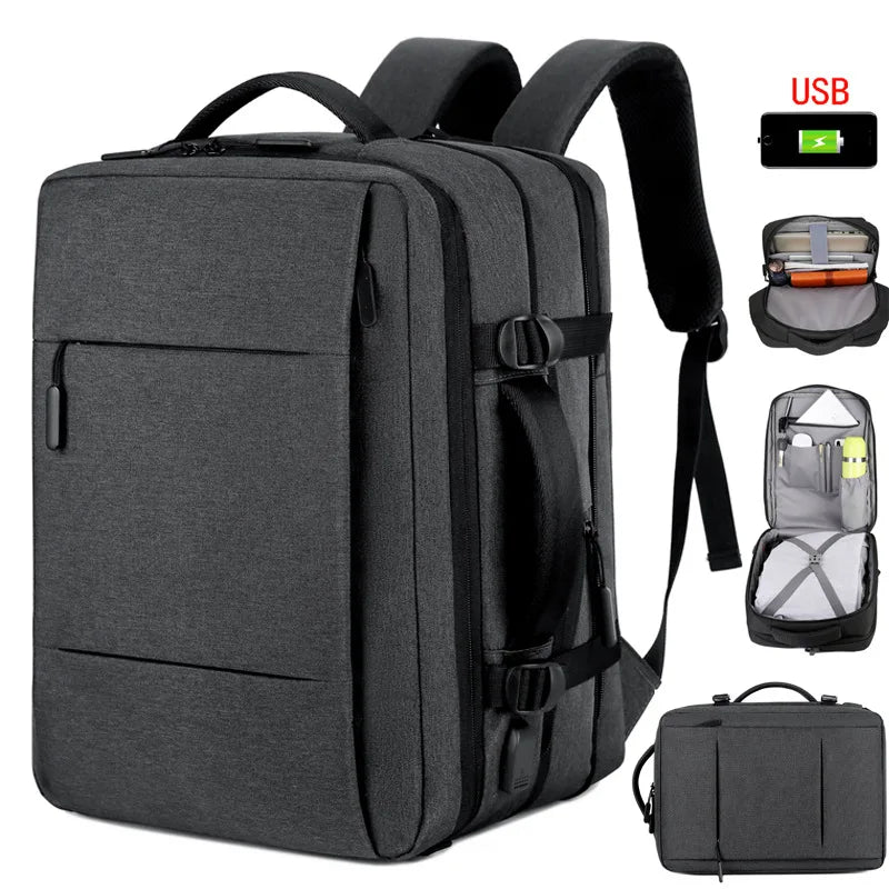Water Resistant Travel Laptop Backpack with USB Charging Port Lock Anti-Theft 14/15.6 Inch Business Backpack Zipper Closure