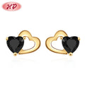 2023 Hot Sale Black Cubic Zirconia Brass Gold Plated Jewelry Hoop Heart Stud Cartilage Earring for Women