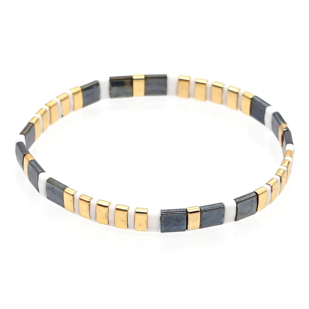 Go2boho Handmade Japan Tila Miyuki Beads Elastic Mixed Color Hand String Accessory Quality Wholesale Woman Bracelet