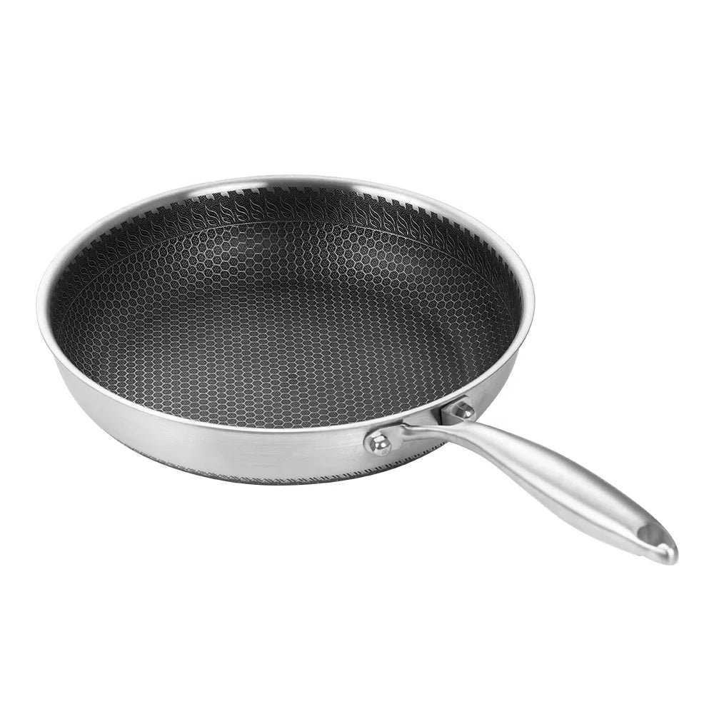 Sus 304 Stainless Steel Frying Pan Non-stick Honeycomb Skillet Set Removable Handle Hexagonal Non Stick Cookware Kitchenware