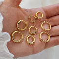 12mm 14mm 16mm 20mm Tiny Hoops Earrings 18k Gold Plated Stainless Steel Simple Dainty Round Huggie Hoop Earrings for Women