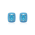 Factory Wholesale 925 Sterling Silver Women's Stud Earrings Square Sky Blue Enamel Sparkling Crushed Geometric Engagement