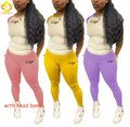 Custom Logo 2025 Women Clothes Set  Short Sleeves Shirts Match Leggings Loungewear Women 2 Piece Pant Set Lounge Set