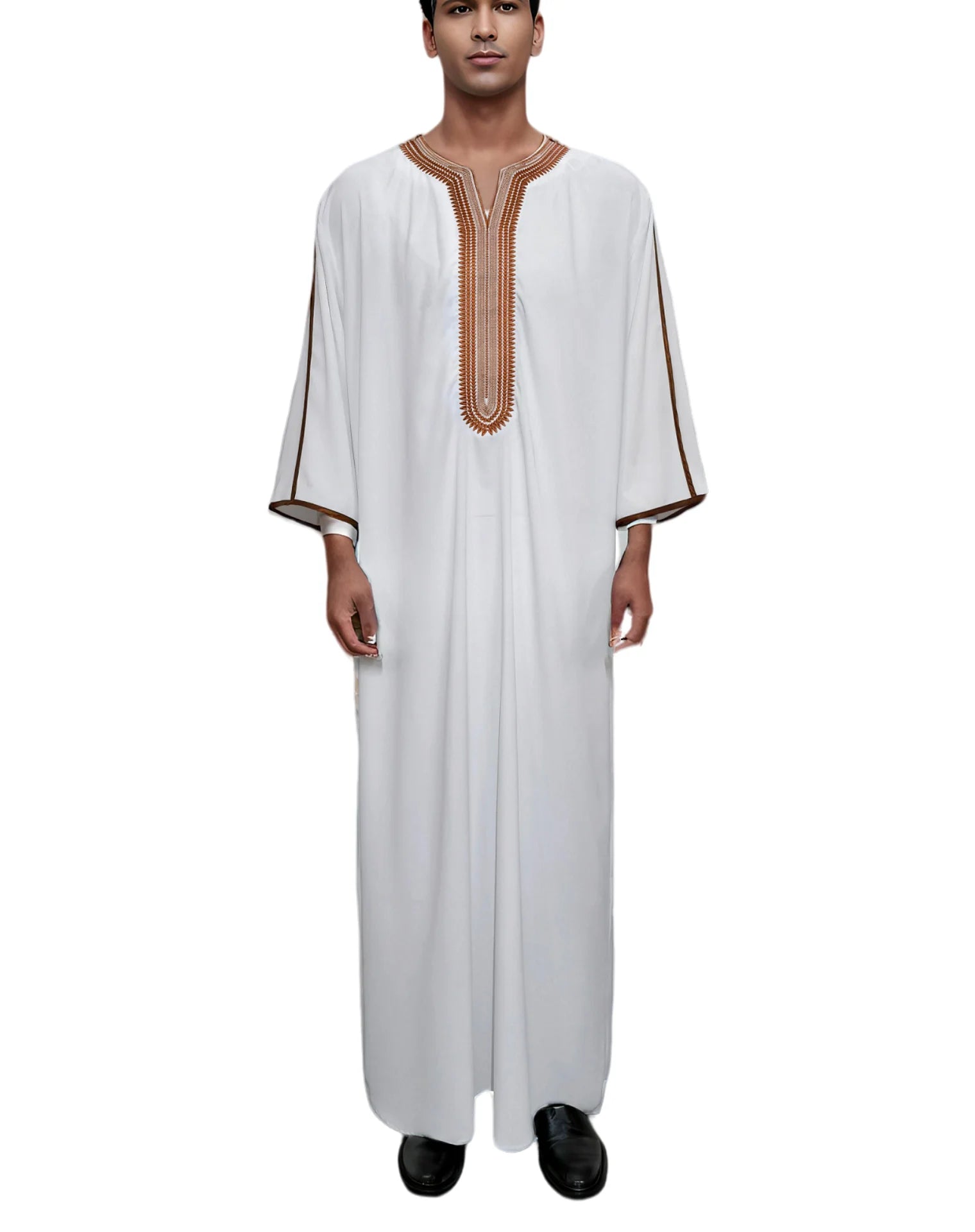 2024 Embroidered Traditional Men Jalabiyas Jubbah Muslim Men's Thobe Islamic Clothing Ramadan Thobe Robe