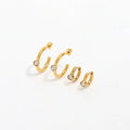 JOOLIM  High End  Simple 18K Pvd Gold Plated Single Round Zirconia C Stainless Steel Hoop Earring Women Fashion Jewelry