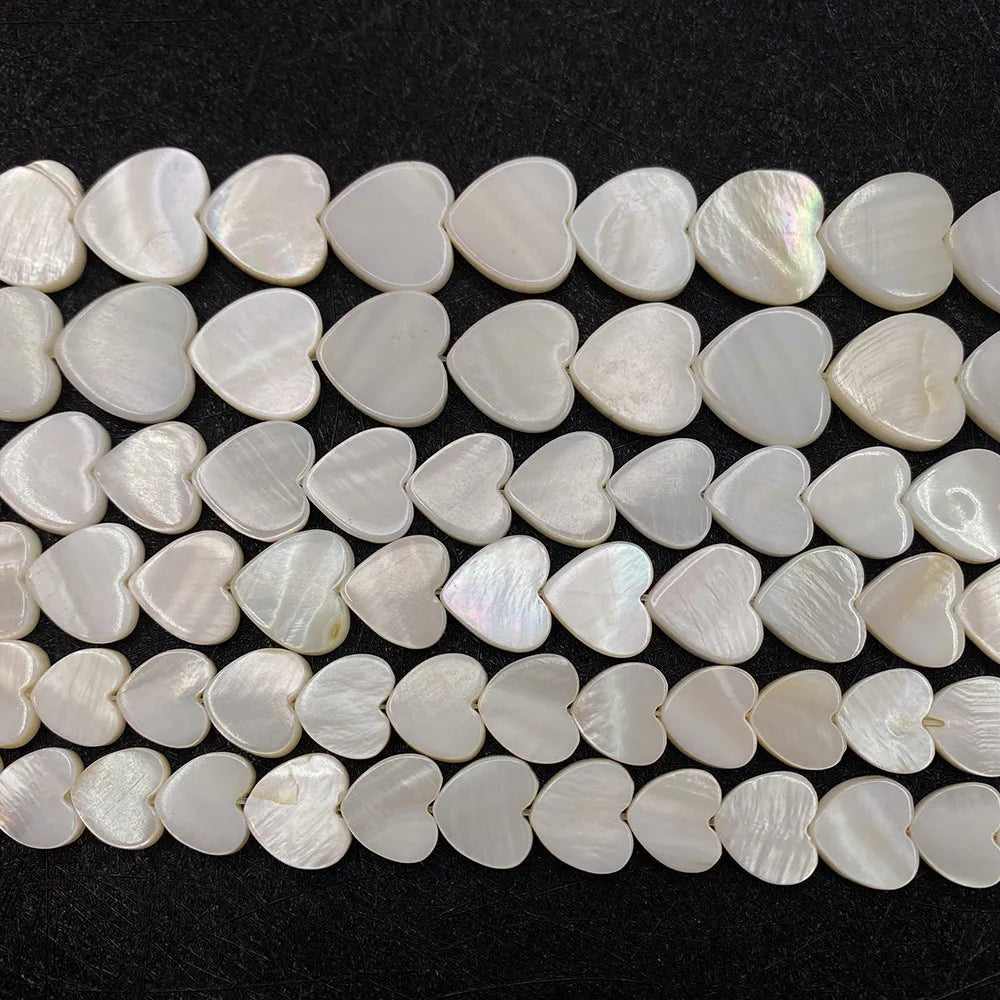 8mm 10mm Love Heart Shapes Natural Freshwater Shell Beads Mother of Pearl Loose Beads Strand DIY Necklace Jewelry Accessories