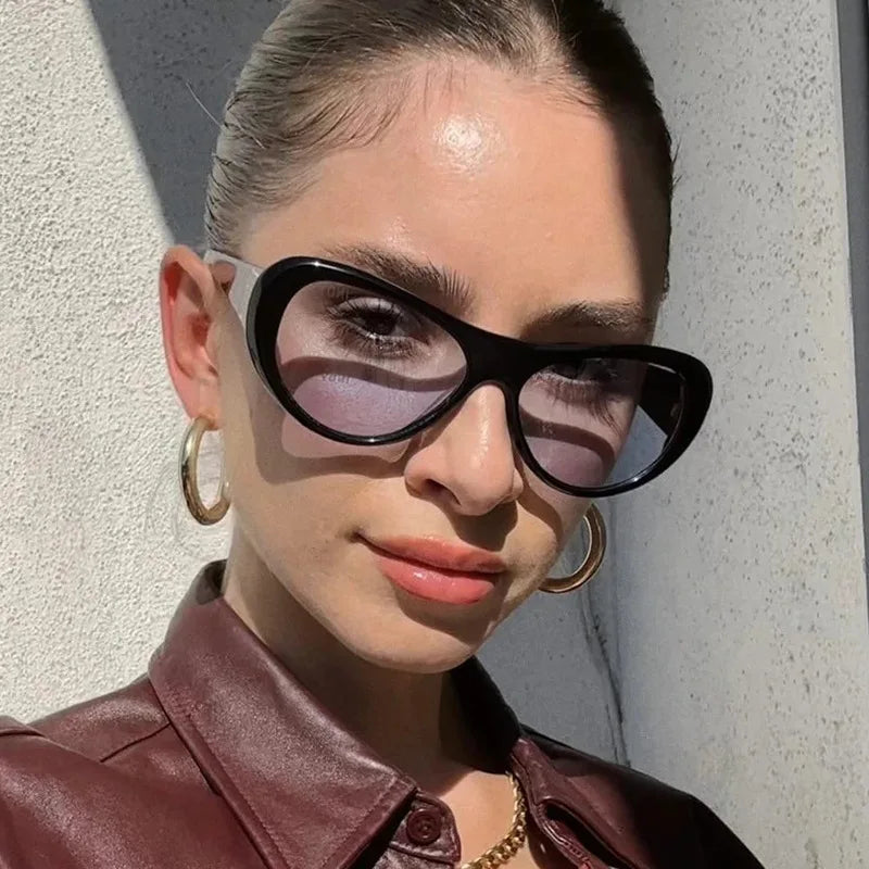 STORY GD97144 Large Oval Fashion Sun Glasses Big Vacation Beach Purple Sunglasses for Women