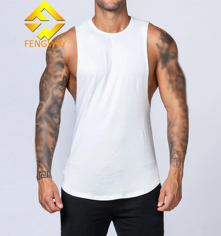 Men's Cotton Gym Tank Top Custom Fitness Wear Breathable Workout Clothing Sporty Style Knitted Weave