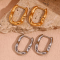 Minimalist Jewelry Melting Style U Shape Stainless Steel Hoop Earring 18k Gold Plated Waterproof Jewelry