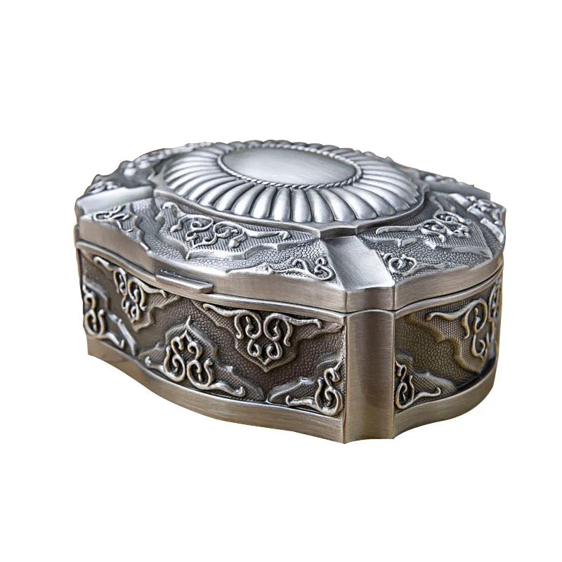 Metal Creative European Style Jewelry Box Retro and Elegant Storage Box High-End and Exquisite Home Desktop Jewelry Box
