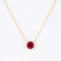 Starsgem Round Shape Lab Grown Ruby Plain Gold Necklace New Design Customized 14k Yellow Pure Gold Necklace