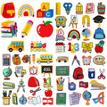Iron on Embroidered Learning Tools School Bag Ruler Calculator Book Patches for Student Clothes Bag Decoration