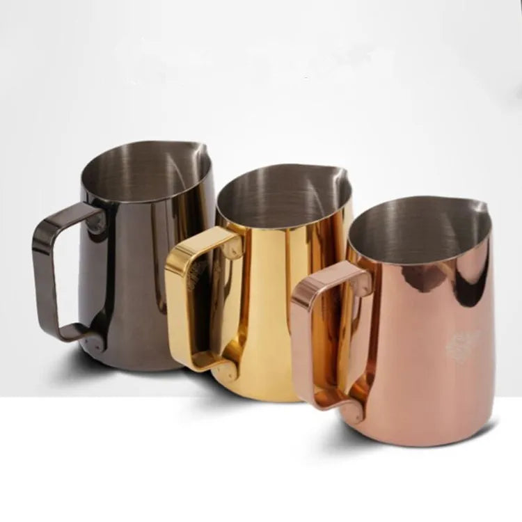 HuiQian Custom LOGO Oblique Mouth Stainless Steel Frother Frothing Pitcher Milk Jugs for Espresso Coffee