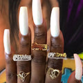 Custom 18k Gold Plated Letter and Heart Engraving Personalized Double Name Rings Design Jewelry