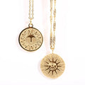 Wholesale Sun Moon Charms Pendant Custom Engraved 18k Gold Plated Stainless Steel Round Pendant Necklace