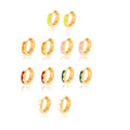 Classic Jewelry 925 Sterling Silver Gold Plated Colorful Enamel Small Huggies Hoop Earrings