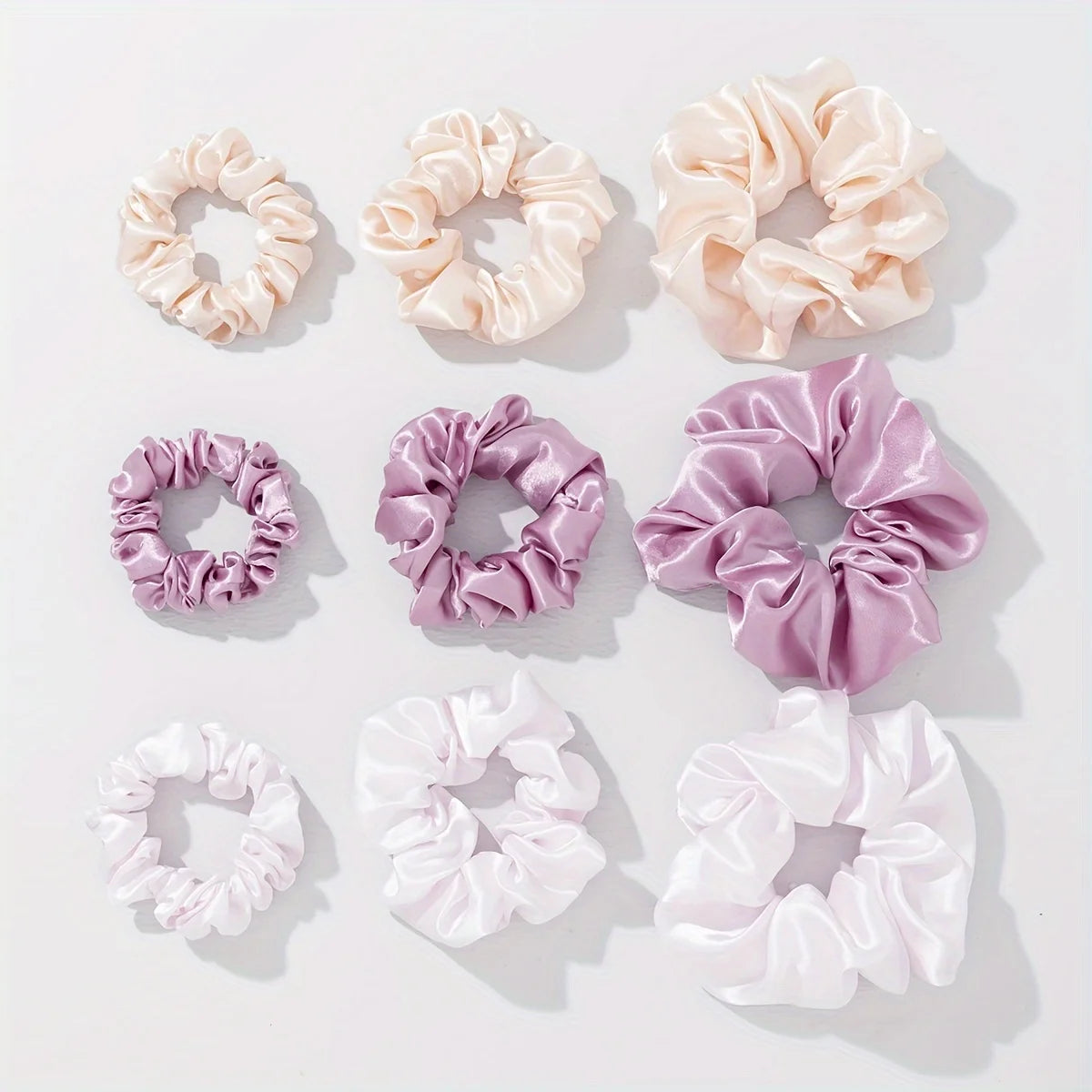 100% Mulberry Silk Elastic Headband Set 9pcs with Scrunchie Accessories Holiday Party Christmas Gift Box