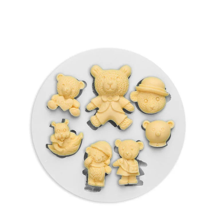 YS 3D Cute Teddy Bear Tray Silicone Mold Gypsum Drop Glue Candle Making Mould DIY Chocolate Fondant Cake Cake Decoration Tools