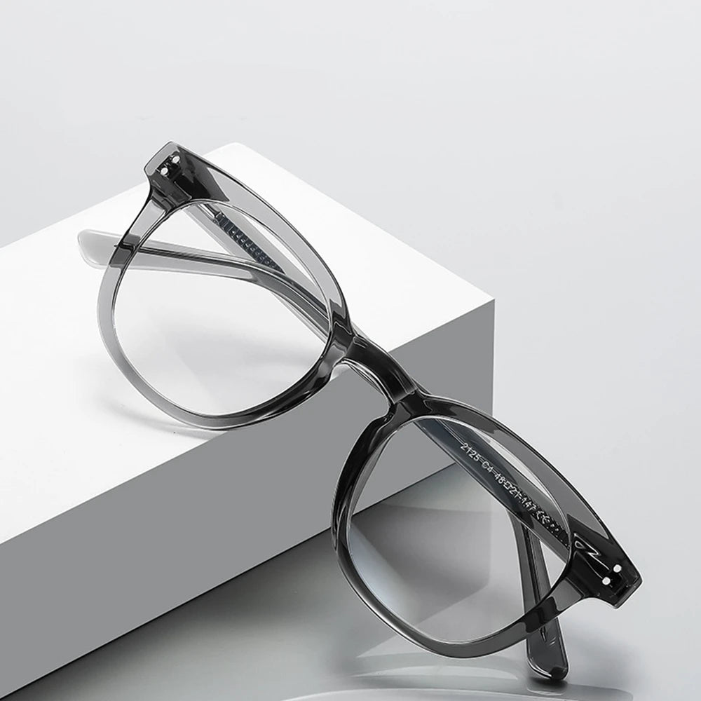 Classic Retro Rivet PC Frame Reading Glasses 2022 Blue Light Blocking Clear TR90 Plastic Round Colored Style