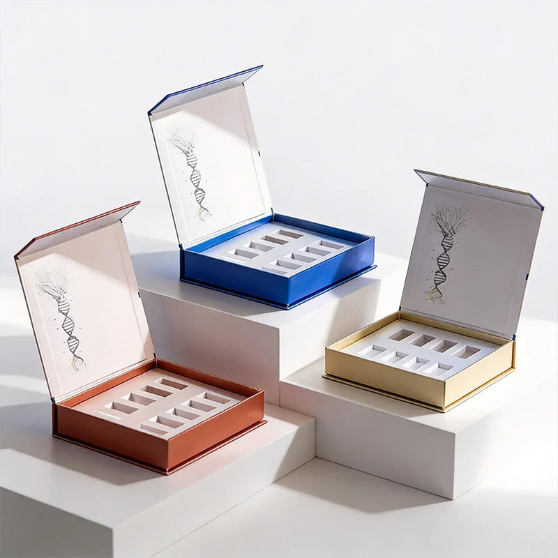 Custom Glossy Lamination logo Gray Board Folding Magnetic Lid Luxury Health Beauty Essence Skincare Packaging Paper Box with EVA