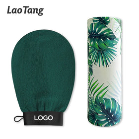 Custom Logo and Package Korean Purple Deep Exfoliating Mitt Body Scrub for Soft Skin Turkish Exfoliator Bath Gloves