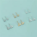 925 Sterling Silver Gold Plated Hollow Triangle Shaped Studs Earring Diy Earrings Post for Jewelry Earring Charms Making