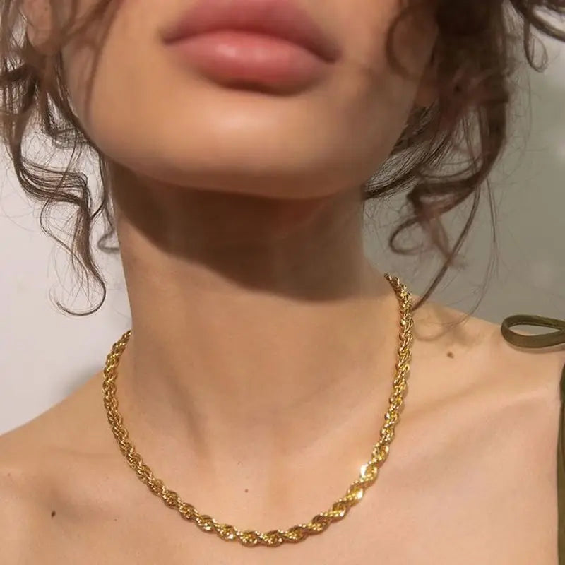 18k Gold Plated Brass Copper Alloy Pendant Accessories Twist Chains Rope Chain for Men Women